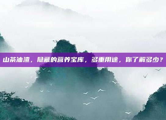 山茶油渣，隐藏的营养宝库，多重用途，你了解多少？