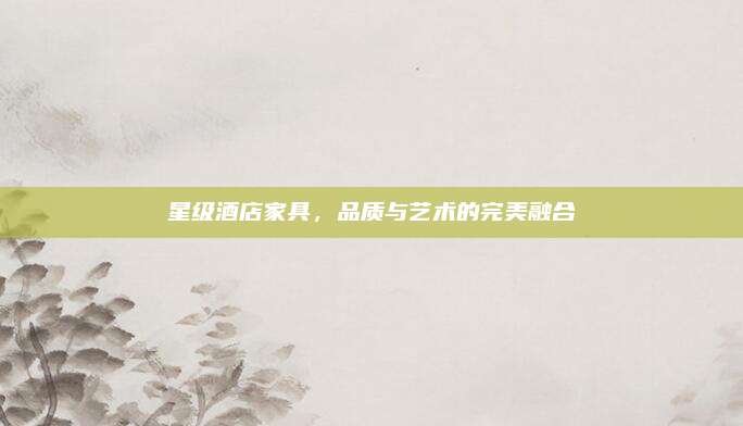 星级酒店家具，品质与艺术的完美融合