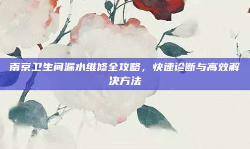 南京卫生间漏水维修全攻略，快速诊断与高效解决方法