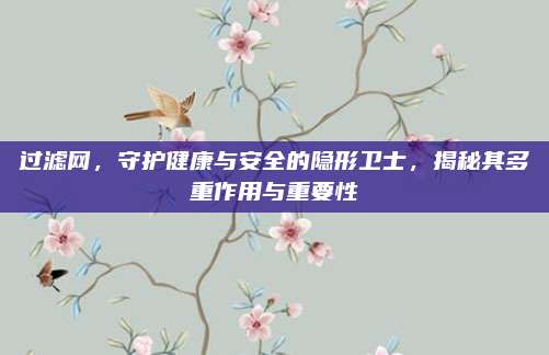 过滤网，守护健康与安全的隐形卫士，揭秘其多重作用与重要性
