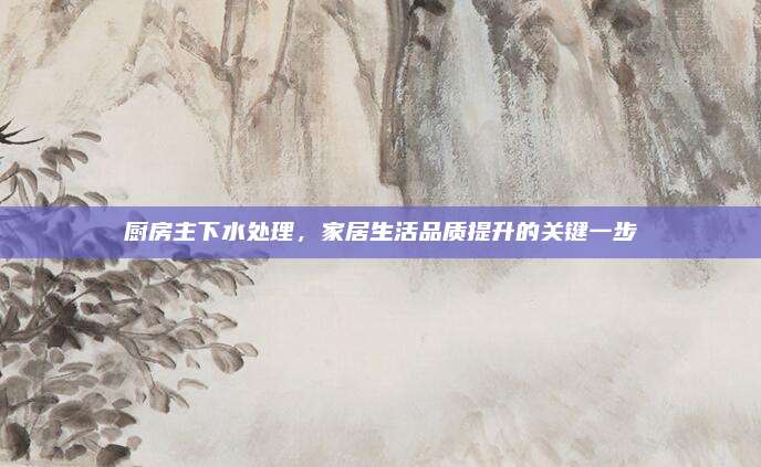 厨房主下水处理，家居生活品质提升的关键一步