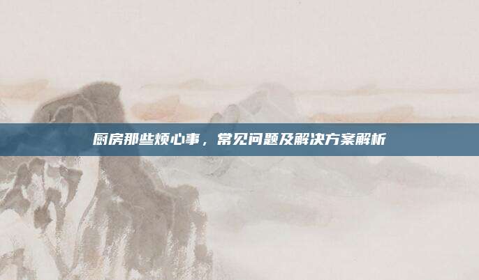 厨房那些烦心事，常见问题及解决方案解析