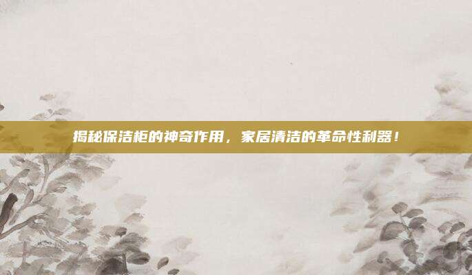 揭秘保洁柜的神奇作用，家居清洁的革命性利器！