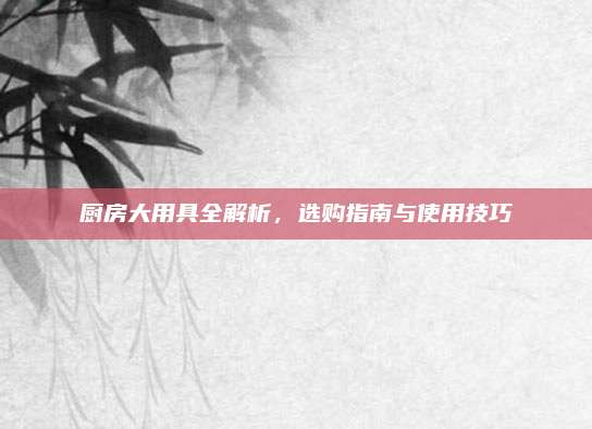 厨房大用具全解析，选购指南与使用技巧