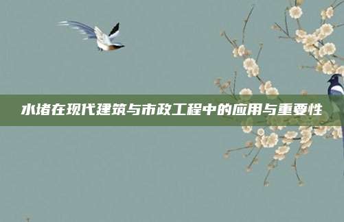水堵在现代建筑与市政工程中的应用与重要性