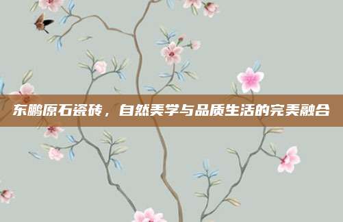 东鹏原石瓷砖，自然美学与品质生活的完美融合