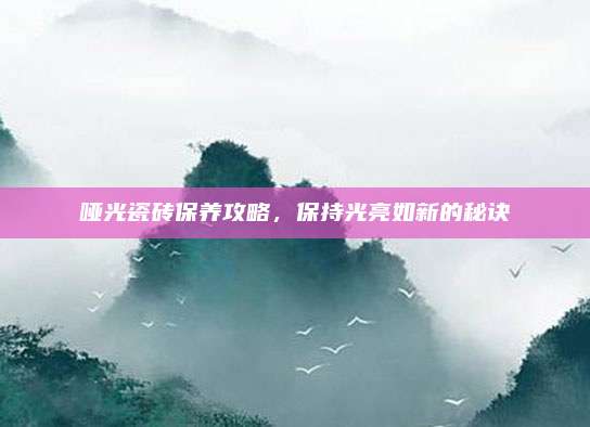 哑光瓷砖保养攻略，保持光亮如新的秘诀
