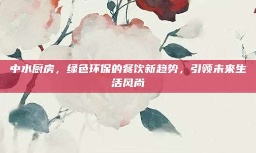 中水厨房，绿色环保的餐饮新趋势，引领未来生活风尚