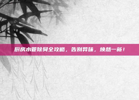 厨房水管除臭全攻略，告别异味，焕然一新！