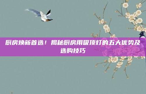 厨房焕新首选！揭秘厨房用吸顶灯的五大优势及选购技巧