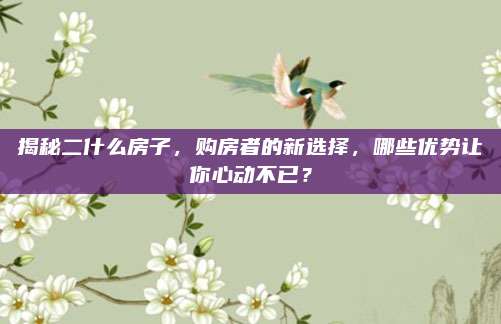 揭秘二什么房子，购房者的新选择，哪些优势让你心动不已？