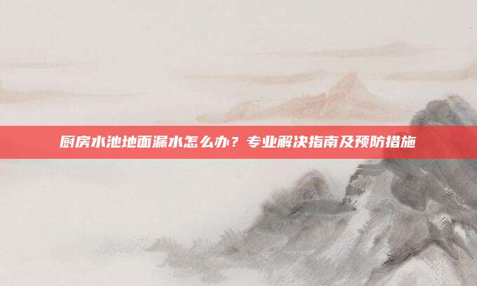 厨房水池地面漏水怎么办？专业解决指南及预防措施