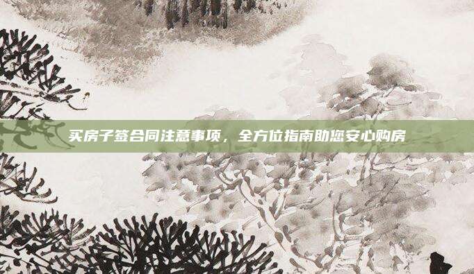 买房子签合同注意事项，全方位指南助您安心购房