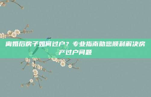 离婚后房子如何过户？专业指南助您顺利解决房产过户问题