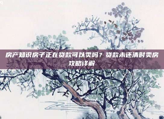 房产知识房子正在贷款可以卖吗？贷款未还清时卖房攻略详解