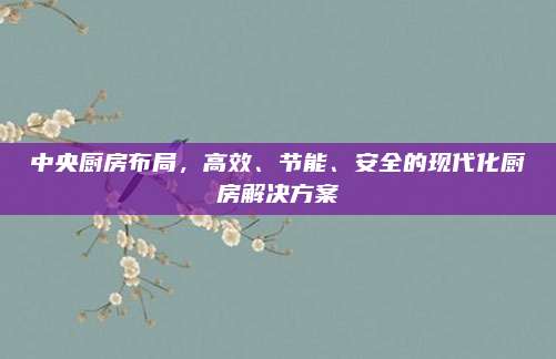 中央厨房布局，高效、节能、安全的现代化厨房解决方案