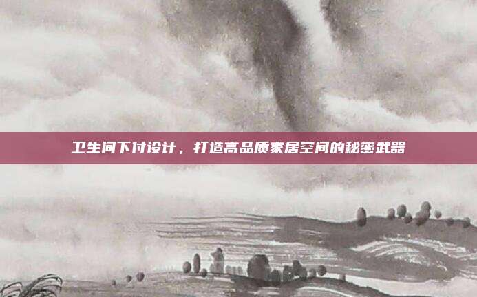 卫生间下付设计，打造高品质家居空间的秘密武器