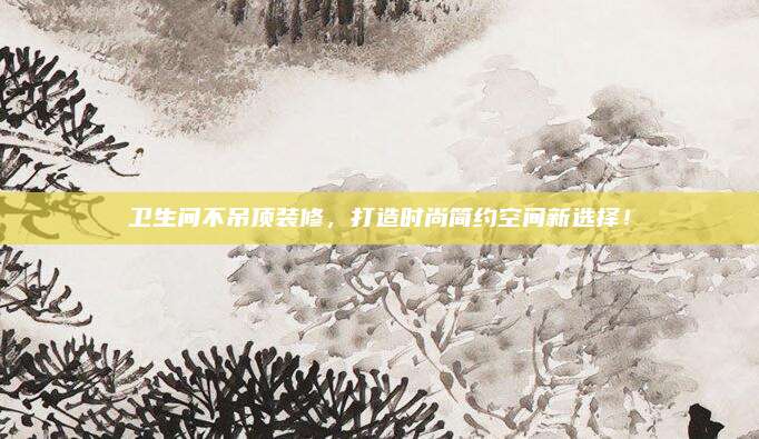 卫生间不吊顶装修，打造时尚简约空间新选择！