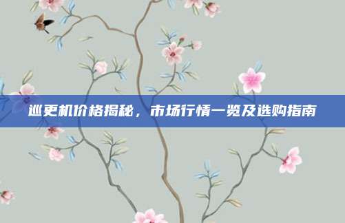 巡更机价格揭秘，市场行情一览及选购指南