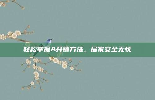 轻松掌握A开锁方法，居家安全无忧