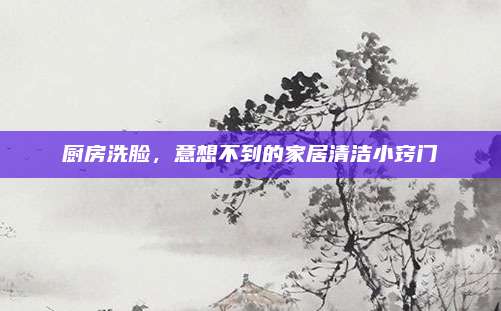 厨房洗脸，意想不到的家居清洁小窍门