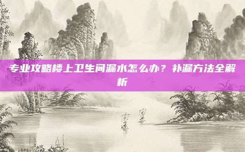 专业攻略楼上卫生间漏水怎么办？补漏方法全解析