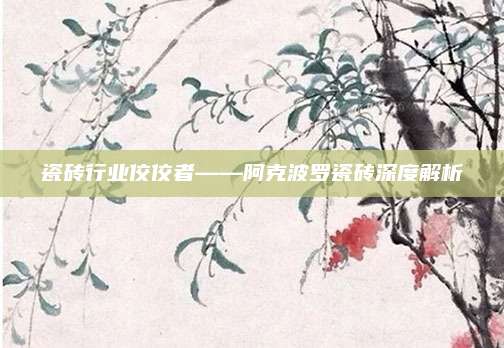 瓷砖行业佼佼者——阿克波罗瓷砖深度解析