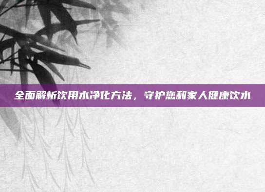 全面解析饮用水净化方法，守护您和家人健康饮水