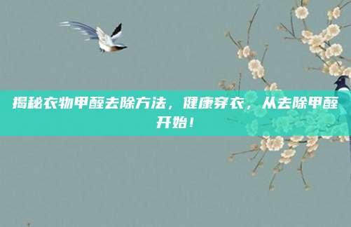 揭秘衣物甲醛去除方法，健康穿衣，从去除甲醛开始！