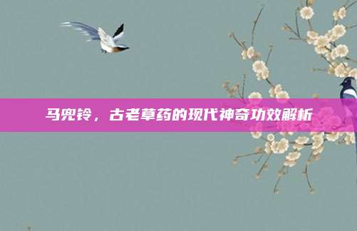 马兜铃，古老草药的现代神奇功效解析