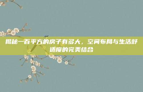 揭秘一百平方的房子有多大，空间布局与生活舒适度的完美结合