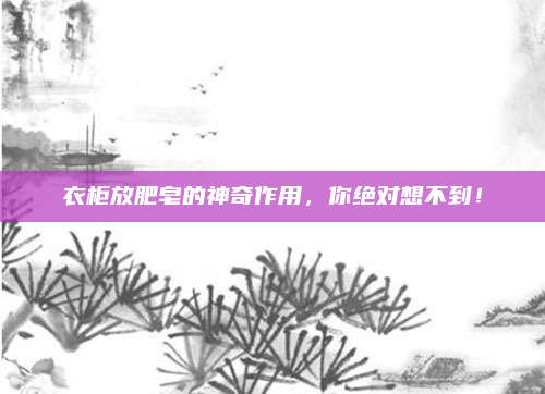 衣柜放肥皂的神奇作用，你绝对想不到！