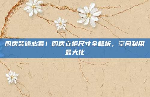 厨房装修必看！厨房立柜尺寸全解析，空间利用最大化