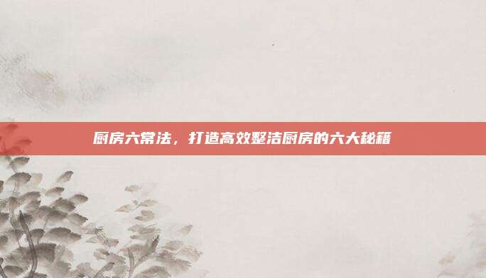 厨房六常法，打造高效整洁厨房的六大秘籍