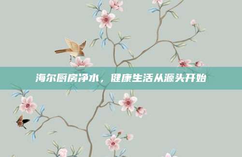 海尔厨房净水，健康生活从源头开始