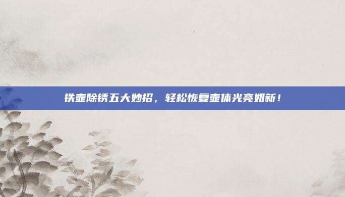 铁壶除锈五大妙招，轻松恢复壶体光亮如新！