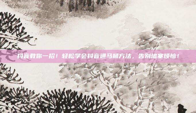 抖音教你一招！轻松学会抖音通马桶方法，告别堵塞烦恼！