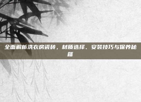 全面解析洗衣房瓷砖，材质选择、安装技巧与保养秘籍