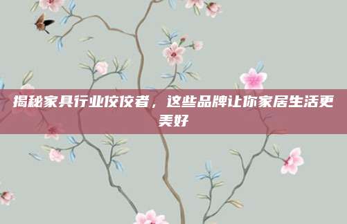 揭秘家具行业佼佼者，这些品牌让你家居生活更美好