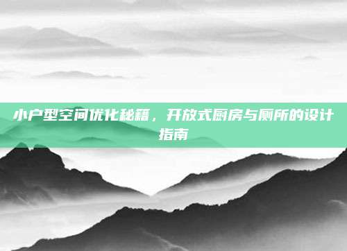 小户型空间优化秘籍，开放式厨房与厕所的设计指南
