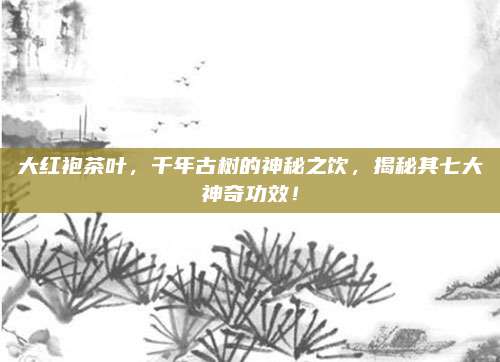 大红袍茶叶，千年古树的神秘之饮，揭秘其七大神奇功效！