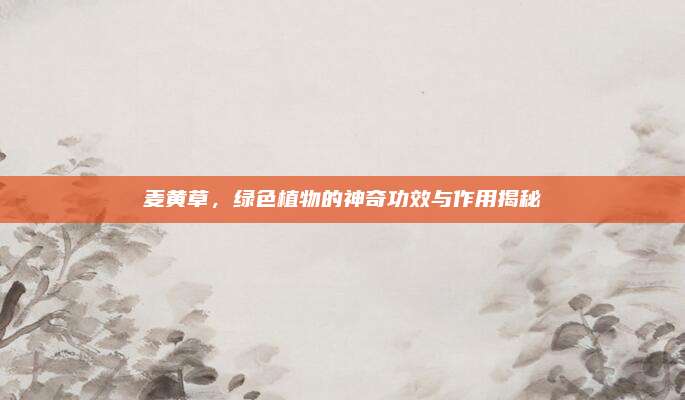 麦黄草，绿色植物的神奇功效与作用揭秘