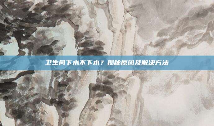 卫生间下水不下水？揭秘原因及解决方法