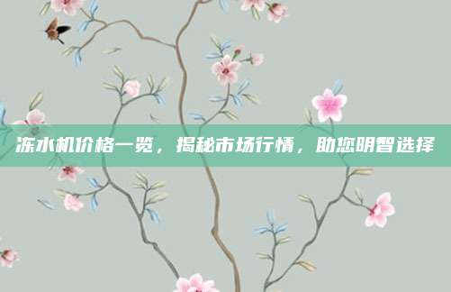 冻水机价格一览，揭秘市场行情，助您明智选择