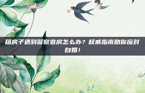 租房子遇到警察查房怎么办？权威指南助你应对自如！