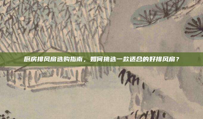 厨房排风扇选购指南，如何挑选一款适合的好排风扇？