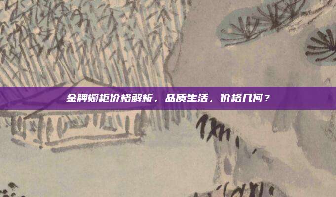 金牌橱柜价格解析，品质生活，价格几何？