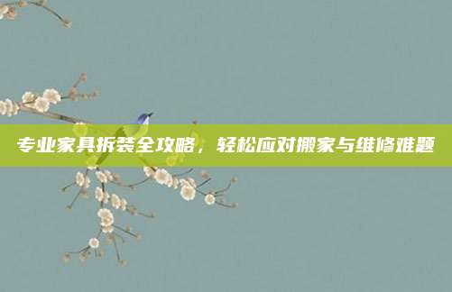 专业家具拆装全攻略，轻松应对搬家与维修难题
