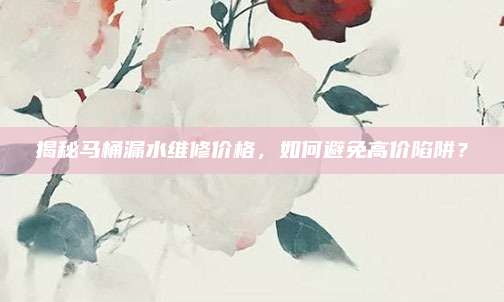 揭秘马桶漏水维修价格，如何避免高价陷阱？