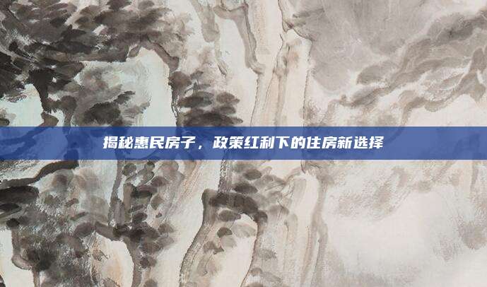 揭秘惠民房子，政策红利下的住房新选择